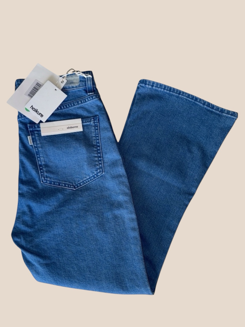 Haikure Women’s Mid-Blue Wide Leg Flare Jeans